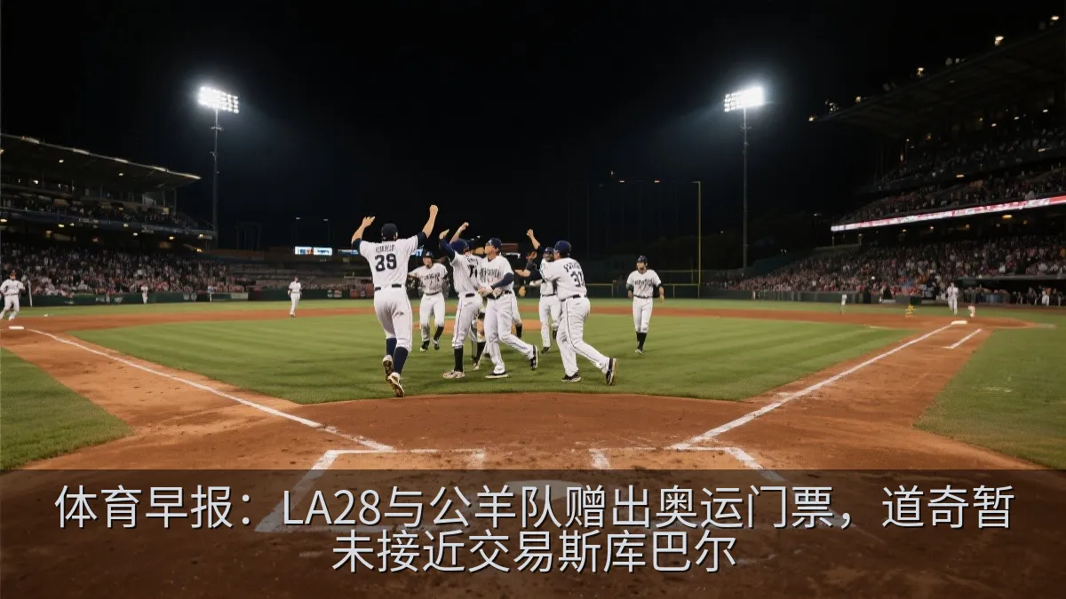 棒球比赛中球员在本垒附近庆祝逆转得分